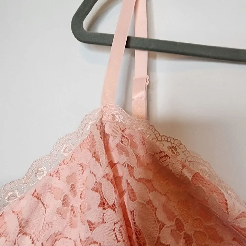 5X 28W Torrid Impatient Pink Lace Crop Top Smocked Square Neck Tank Adjustable - Picture 4 of 7